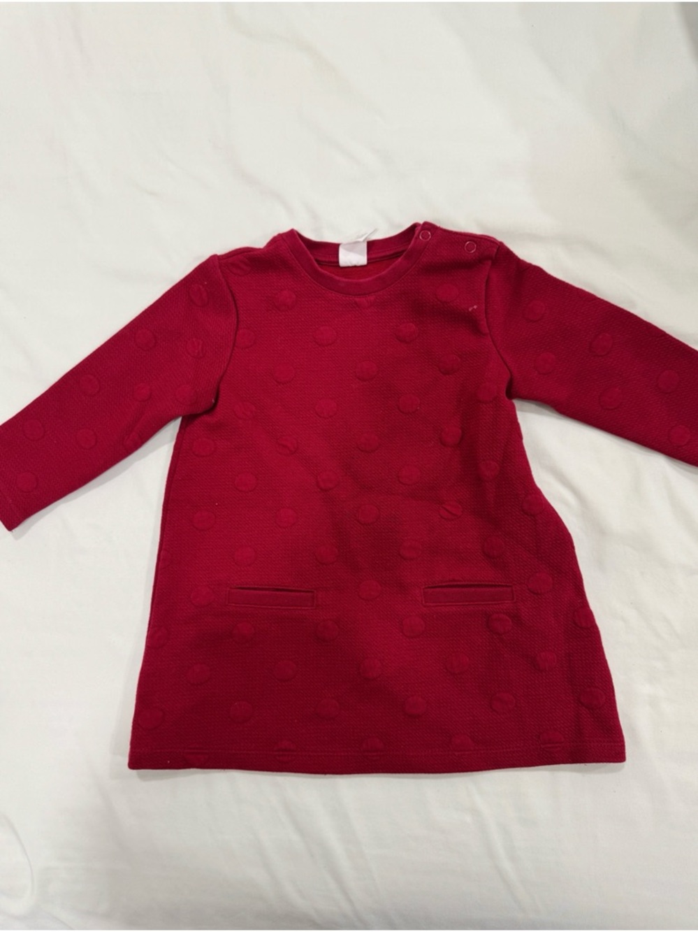 H&M Girls Red Long Sleeve Dress 12M